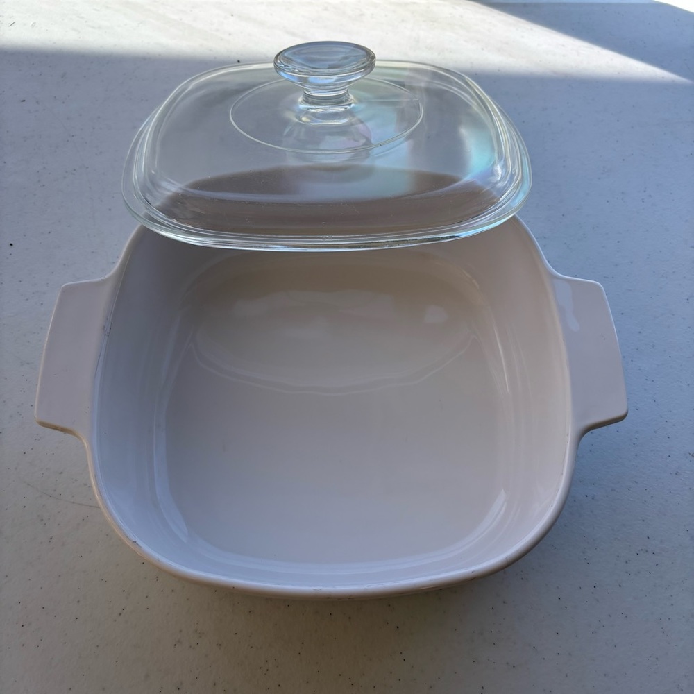 Corningware White Casserole Dish with Floral Design - Picture 2 of 8